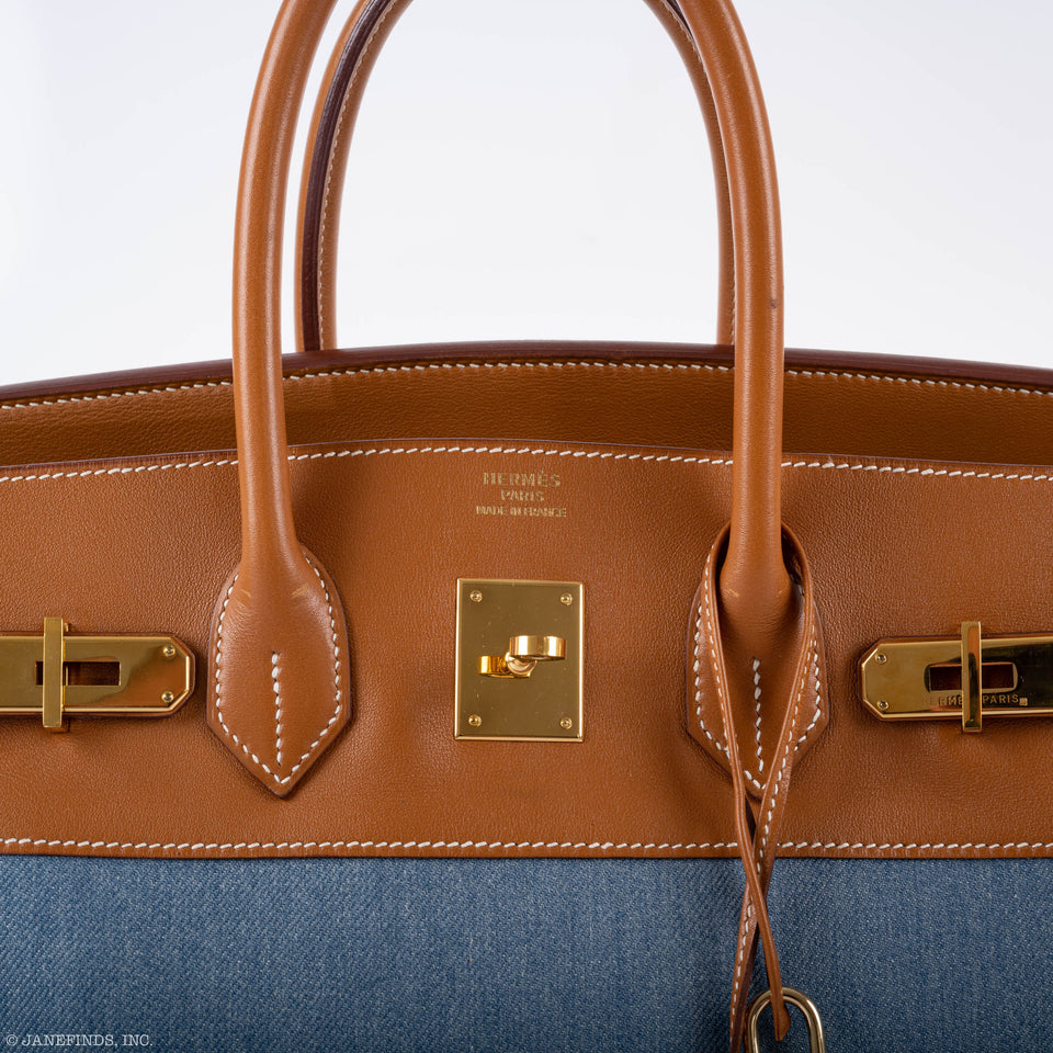 Hermes Birkin 35 Denim & Barenia Gold Hardware - Square B