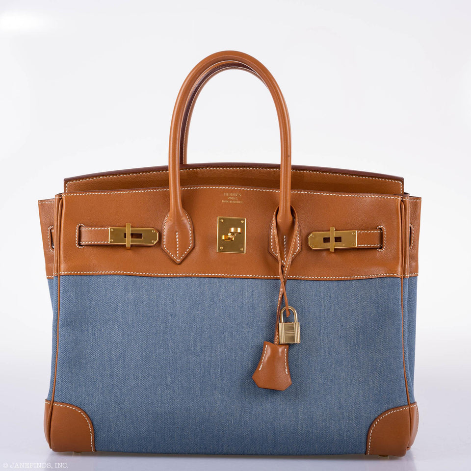 Hermes Birkin 35 Denim & Barenia Gold Hardware - Square B