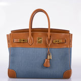 Hermes Birkin 35 Denim & Barenia Gold Hardware - Square B