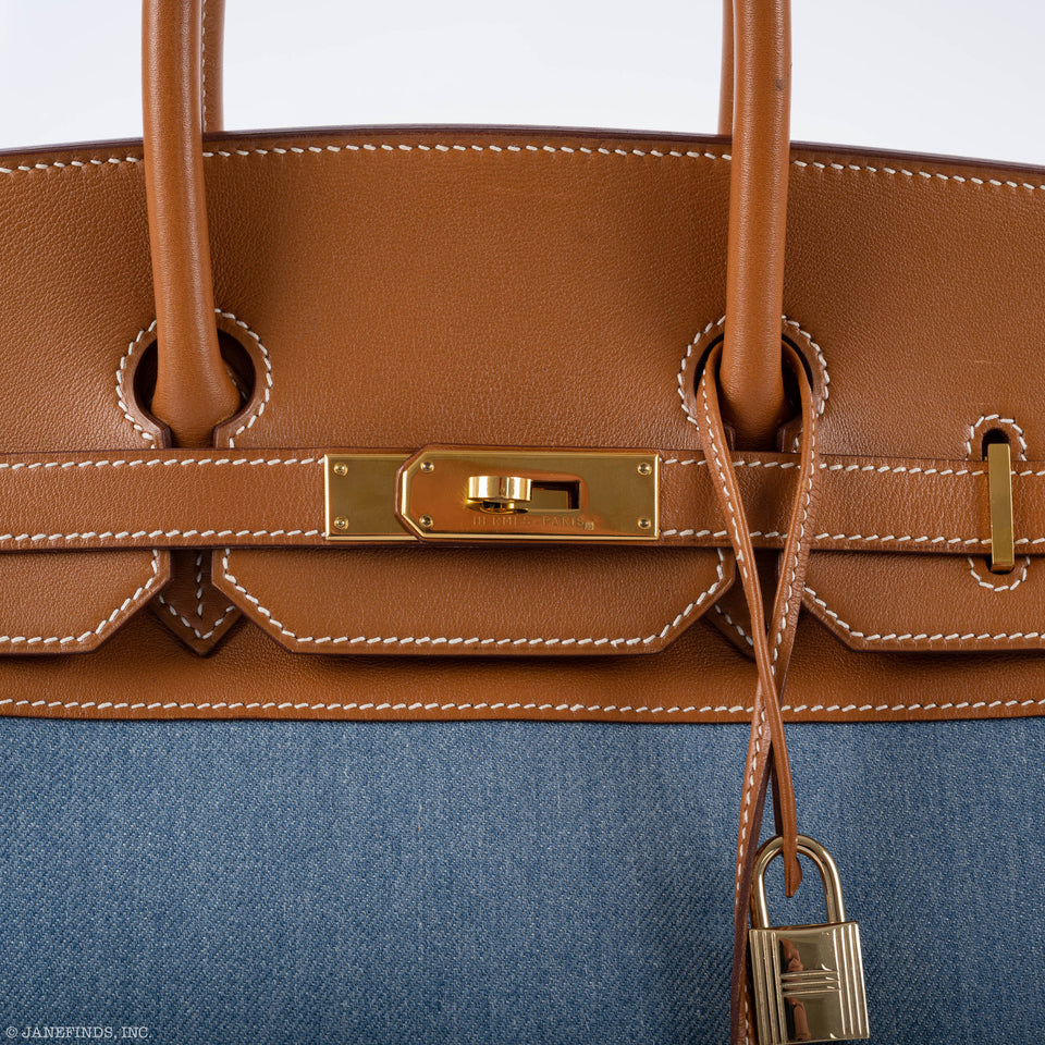 Hermes Birkin 35 Denim & Barenia Gold Hardware - Square B