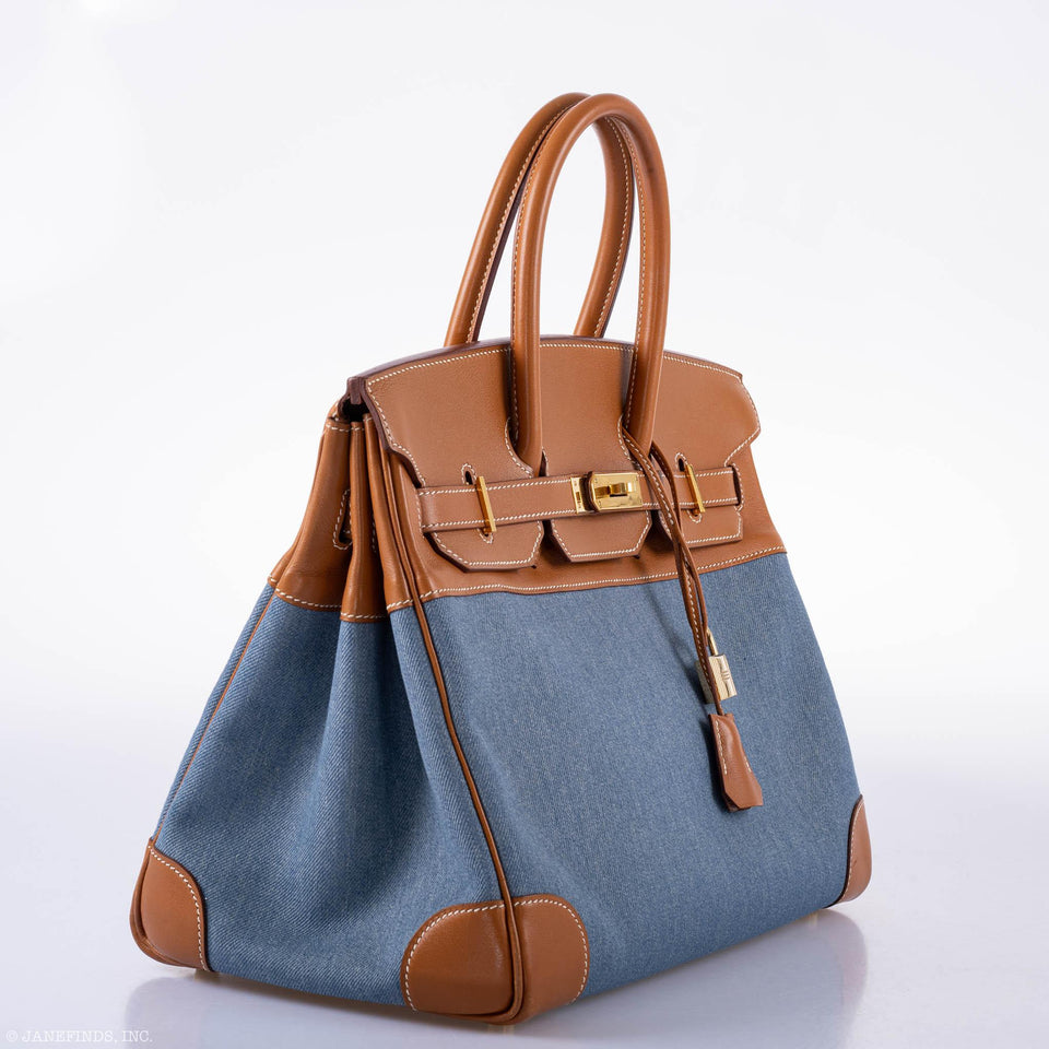 Hermes Birkin 35 Denim & Barenia Gold Hardware - Square B