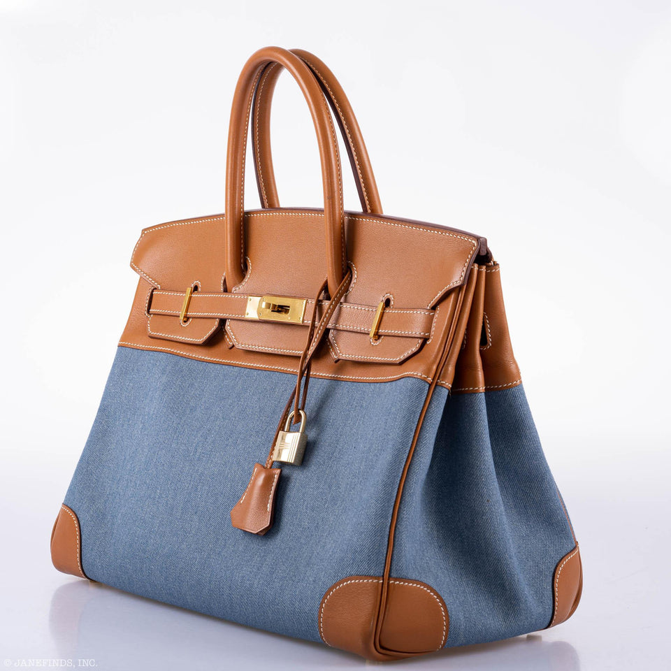 Hermes Birkin 35 Denim & Barenia Gold Hardware - Square B