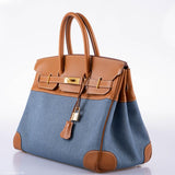 Hermes Birkin 35 Denim & Barenia Gold Hardware - Square B