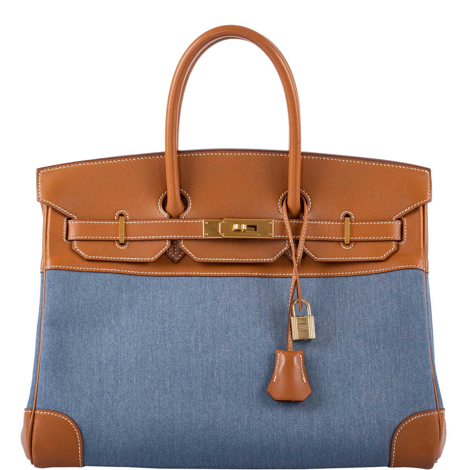 Hermes Birkin 35 Denim & Barenia Gold Hardware - Square B