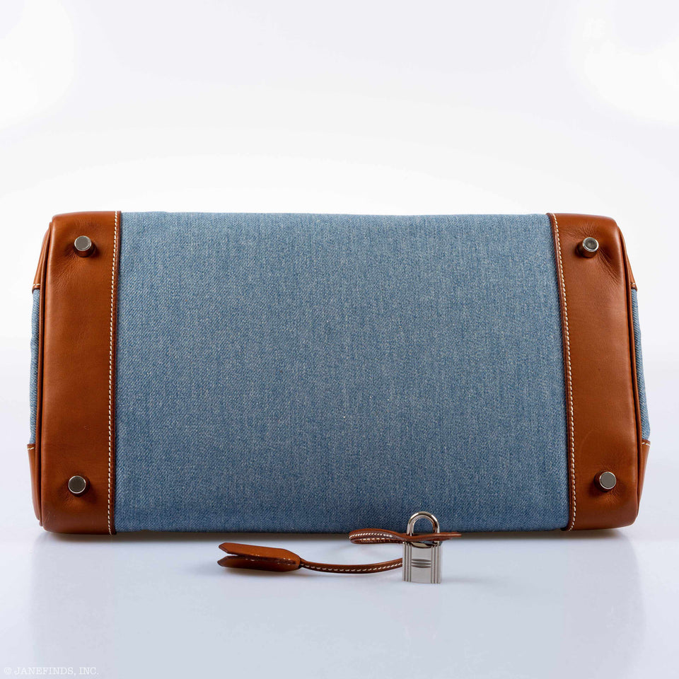 Hermes Birkin 35 Denim & Barenia Palladium Hardware - 2004
