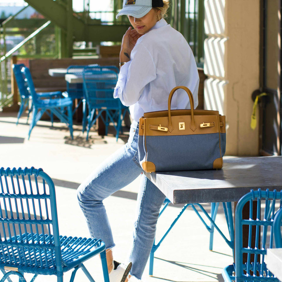 Hermes Birkin 35 Denim & Vache Naturelle Gold Hardware - Limited Edition