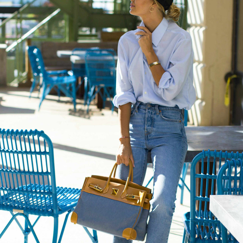 Hermes Birkin 35 Denim & Vache Naturelle Gold Hardware - Limited Edition