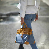 Hermes Birkin 35 Denim & Vache Naturelle Gold Hardware - Limited Edition