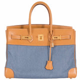Hermes Birkin 35 Denim & Vache Naturelle Gold Hardware - Limited Edition
