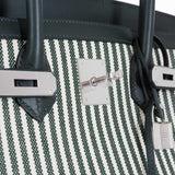 Hermes Birkin 35 Ecru Vert Anglais Toile Riga Swift Palladium Hardware