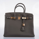 Hermes Birkin 35 Etain Togo with Rose Gold Hardware