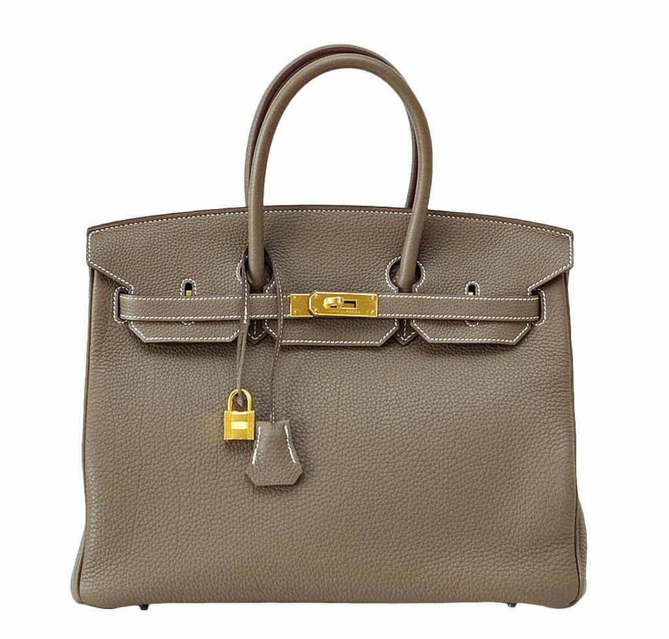 HermesEtoupe Togo Birkin 35 Bag GHW