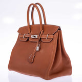 Hermes Birkin 35 Fauve Barenia Faubourg Palladium Hardware