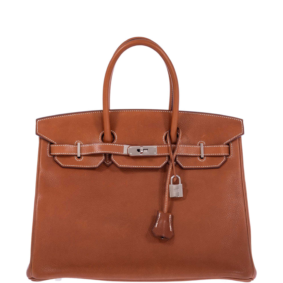 Hermes Birkin 35 Fauve Barenia Faubourg Palladium Hardware
