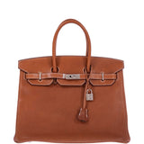 Hermes Birkin 35 Fauve Barenia Faubourg Palladium Hardware