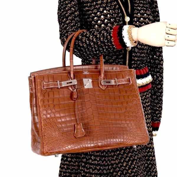 Hermes Birkin 35 Fauve Barenia Niloticus Crocodile Palladium Hardware