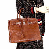Hermes Birkin 35 Fauve Barenia Niloticus Crocodile Palladium Hardware