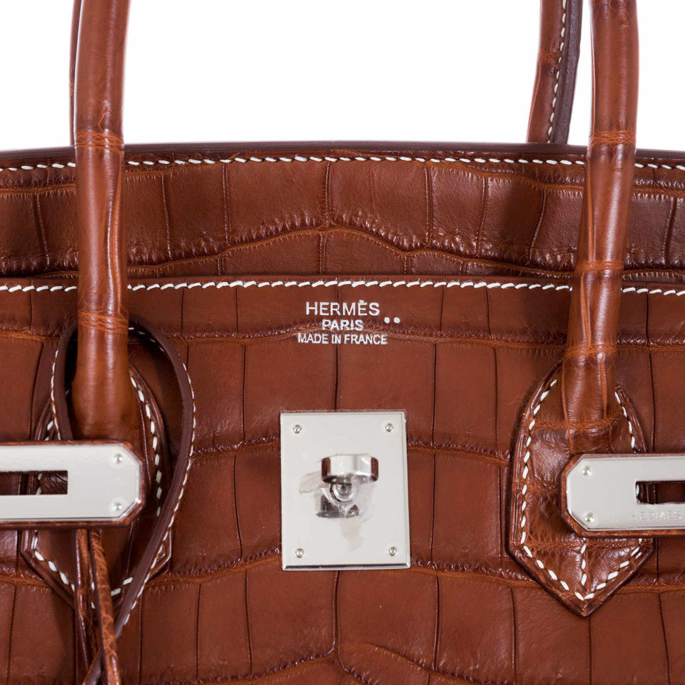 Hermes Birkin 35 Fauve Barenia Niloticus Crocodile Palladium Hardware