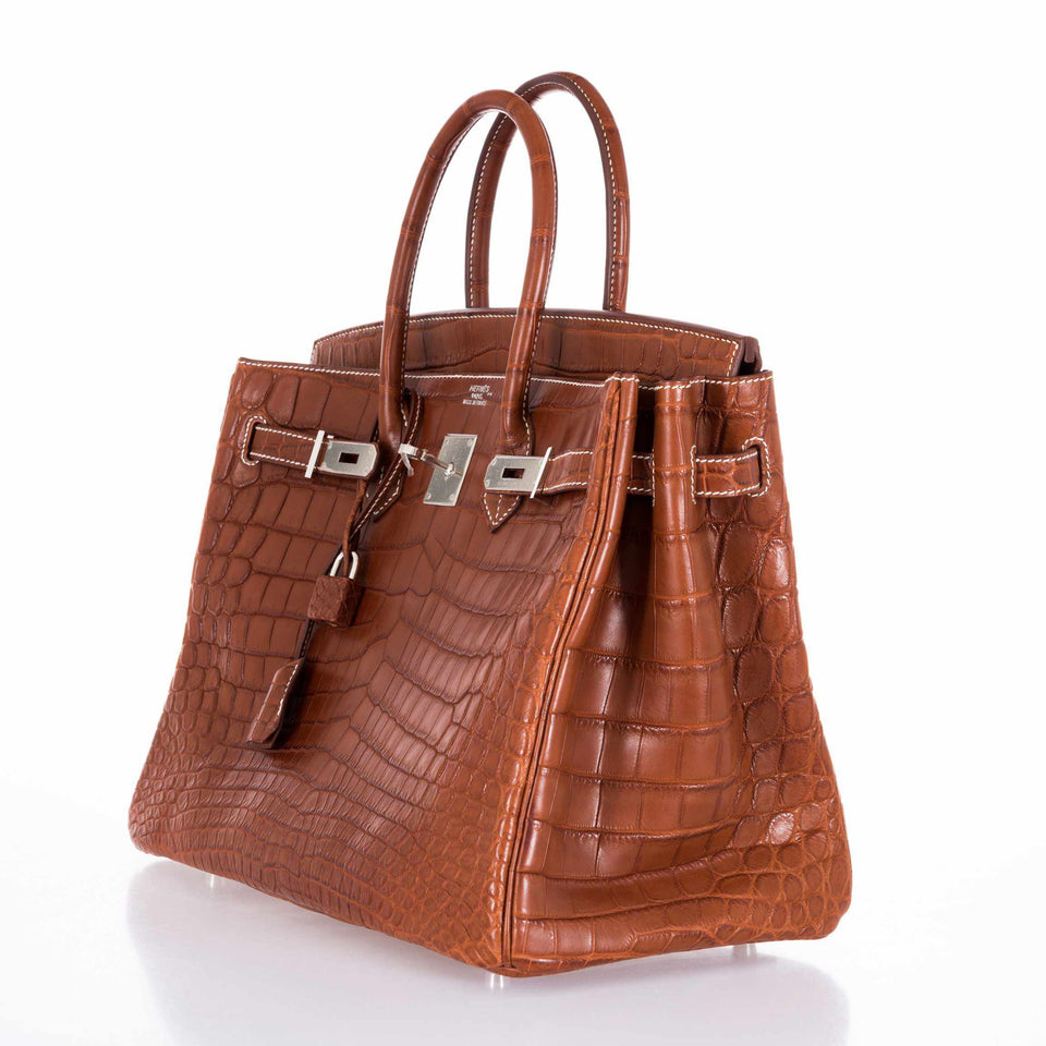 Hermes Birkin 35 Fauve Barenia Niloticus Crocodile Palladium Hardware