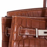 Hermes Birkin 35 Fauve Barenia Niloticus Crocodile Palladium Hardware