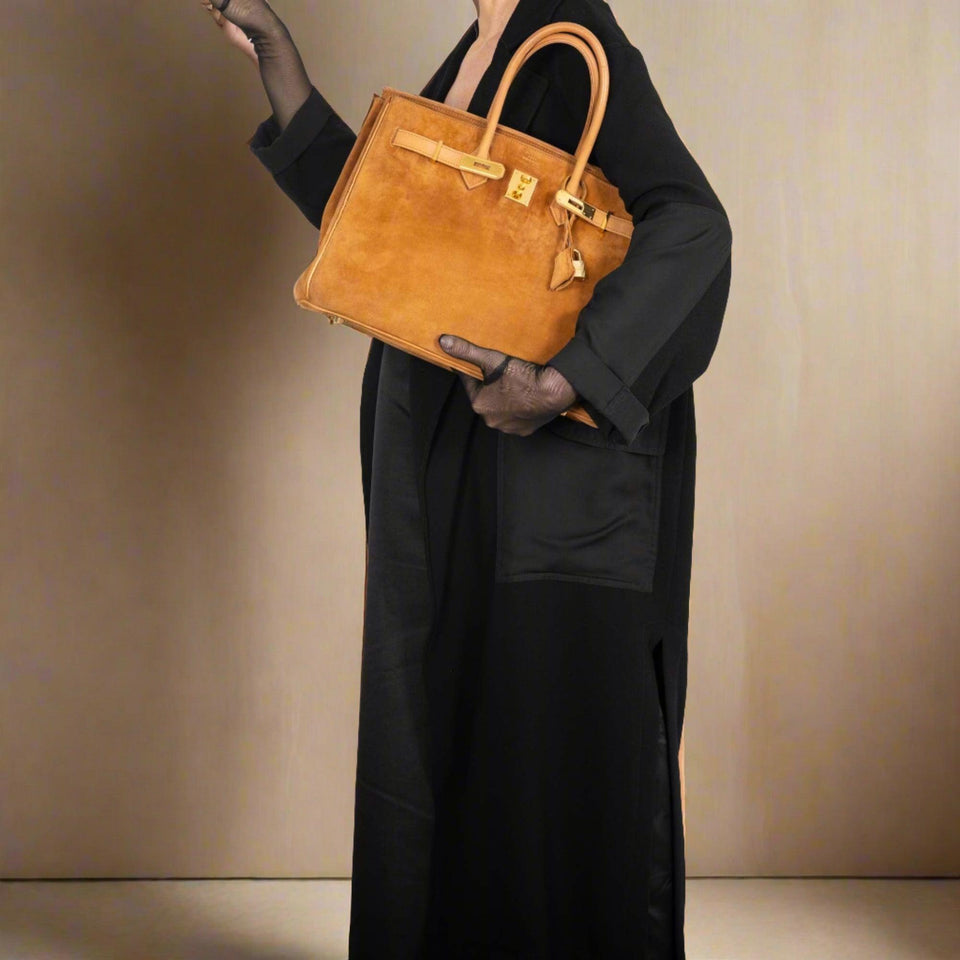 Hermes Birkin 35 Fauve Doblis Suede & Nubuck with Gold Hardware
