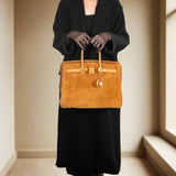 Hermes Birkin 35 Fauve Doblis Suede & Nubuck with Gold Hardware