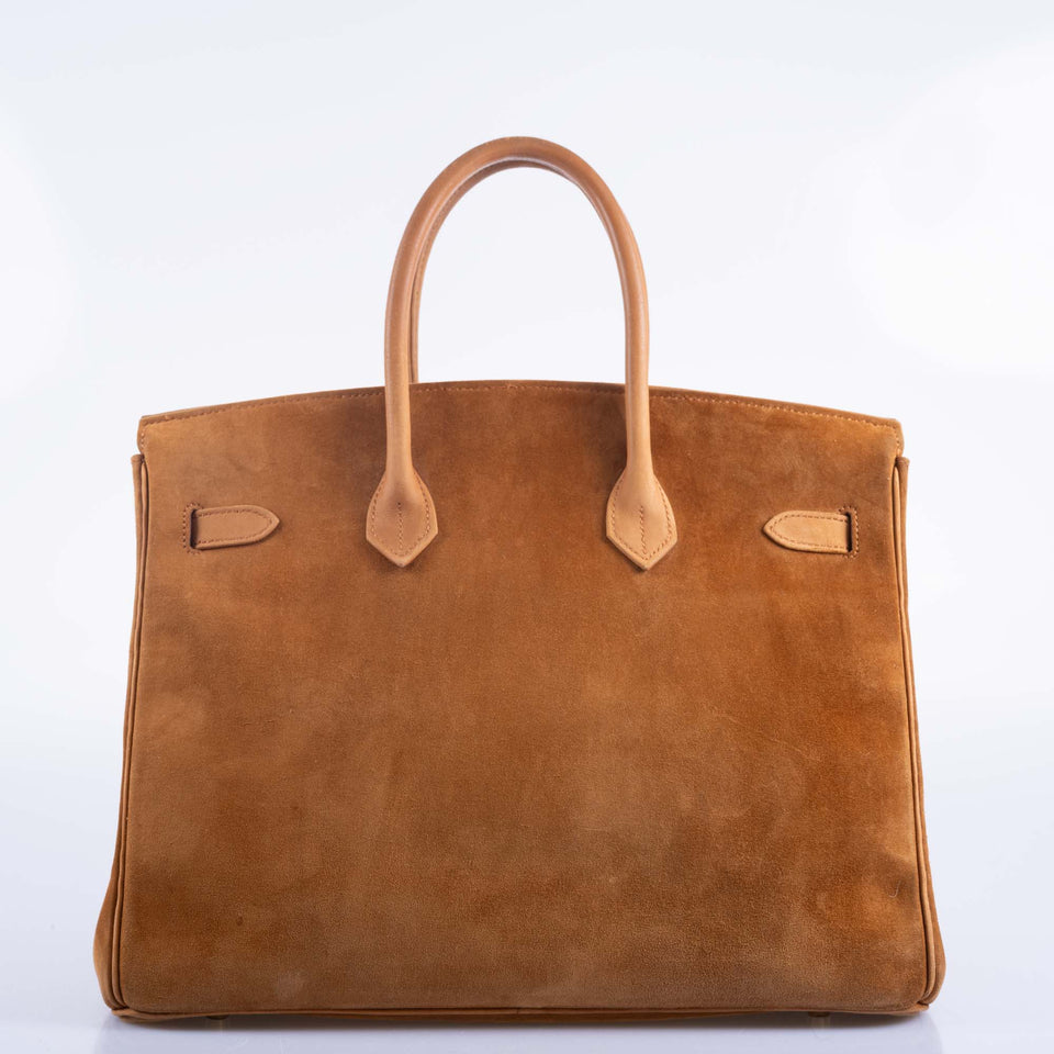 Hermes Birkin 35 Fauve Doblis Suede & Nubuck with Gold Hardware