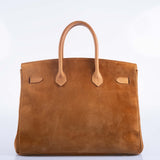 Hermes Birkin 35 Fauve Doblis Suede & Nubuck with Gold Hardware