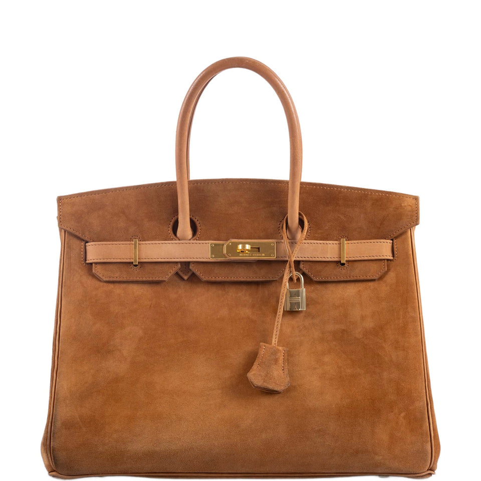 Hermes Birkin 35 Fauve Doblis Suede & Nubuck with Gold Hardware