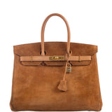Hermes Birkin 35 Fauve Doblis Suede & Nubuck with Gold Hardware