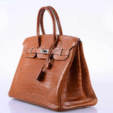 Hermes Birkin 35 Fauve Matte Porosus Crocodile Palladium Hardware