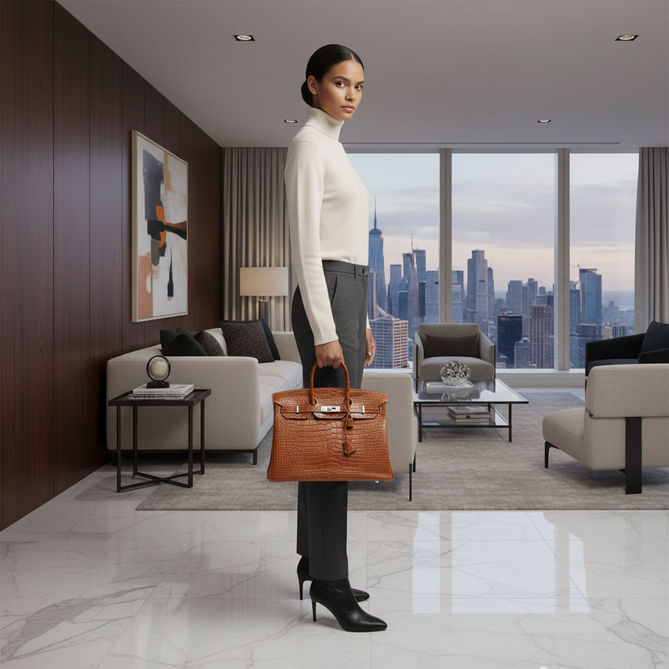 Hermes Birkin 35 Fauve Matte Porosus Crocodile Palladium Hardware