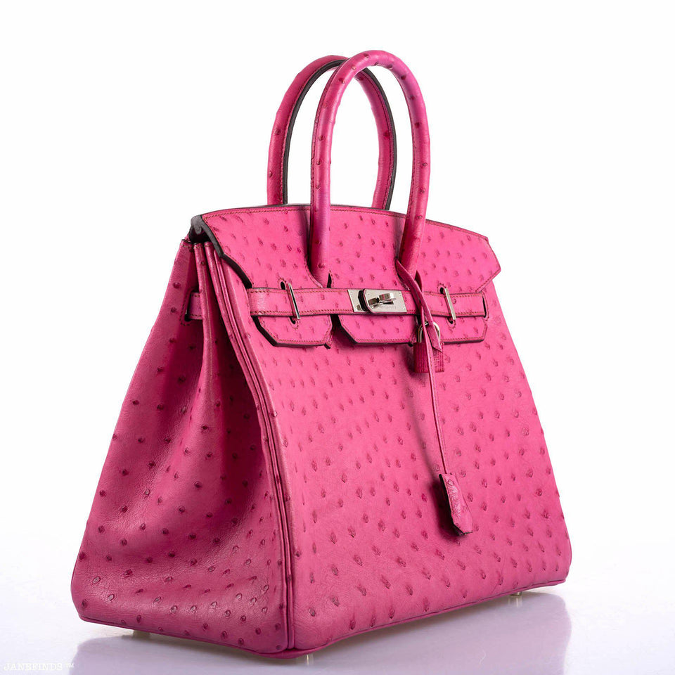 Hermes Birkin 35 Fuchsia Ostrich with Palladium Hardware