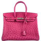 Hermes Birkin 35 Fuchsia Ostrich with Palladium Hardware