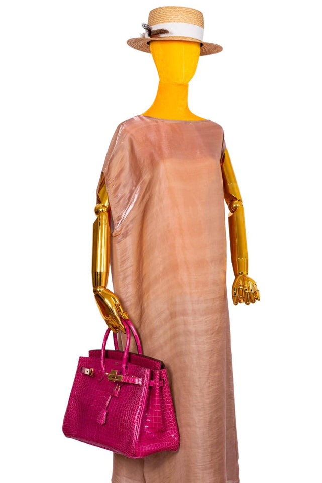 Hermes Birkin 35 Fuchsia Porosus Crocodile with Gold Hardware