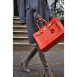 Hermes Birkin 35 Geranium Matte Alligator Gold Hardware