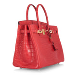 Hermes Birkin 35 Geranium Matte Alligator Gold Hardware