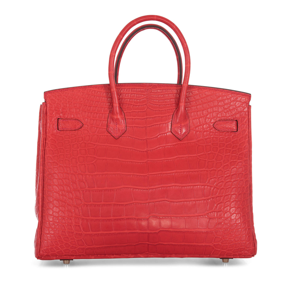 Hermes Birkin 35 Geranium Matte Alligator Gold Hardware