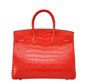 HermesBirkin 35 Geranium Alligator Bag GHW