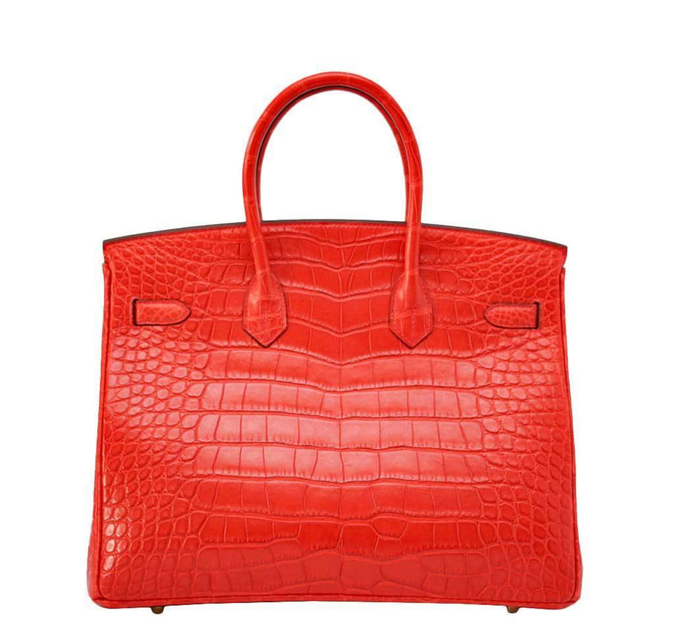 HermesBirkin 35 Geranium Alligator Bag GHW