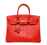 HermesBirkin 35 Geranium Alligator Bag GHW