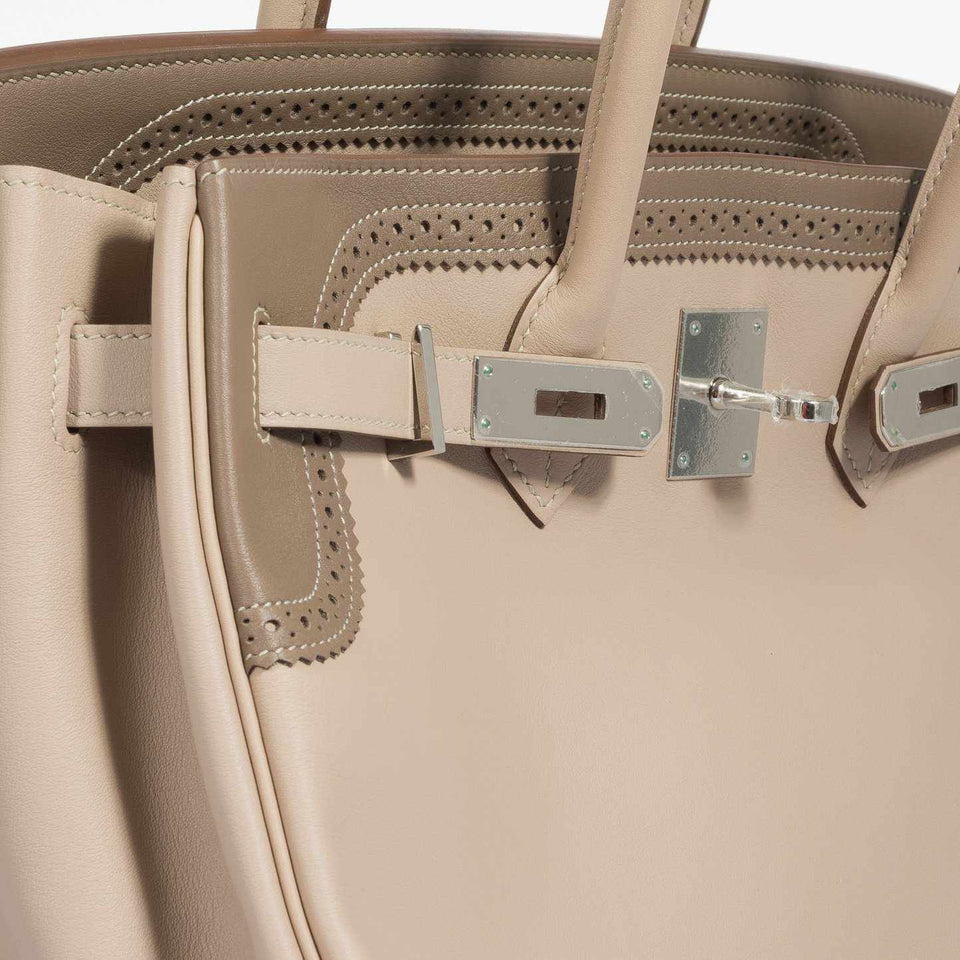 Hermes Birkin 35 Ghillies Argile Etoupe Swift Palladium Hardware