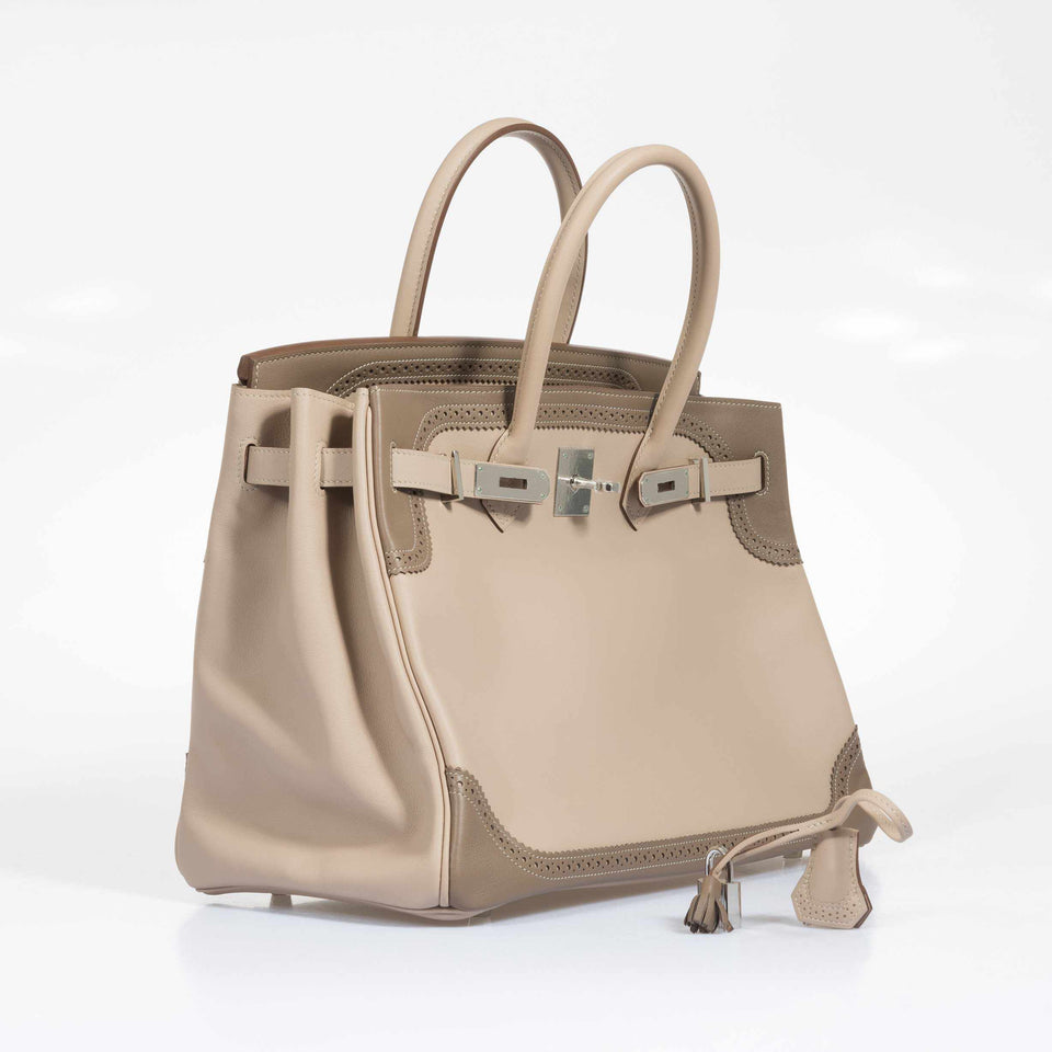 Hermes Birkin 35 Ghillies Argile Etoupe Swift Palladium Hardware