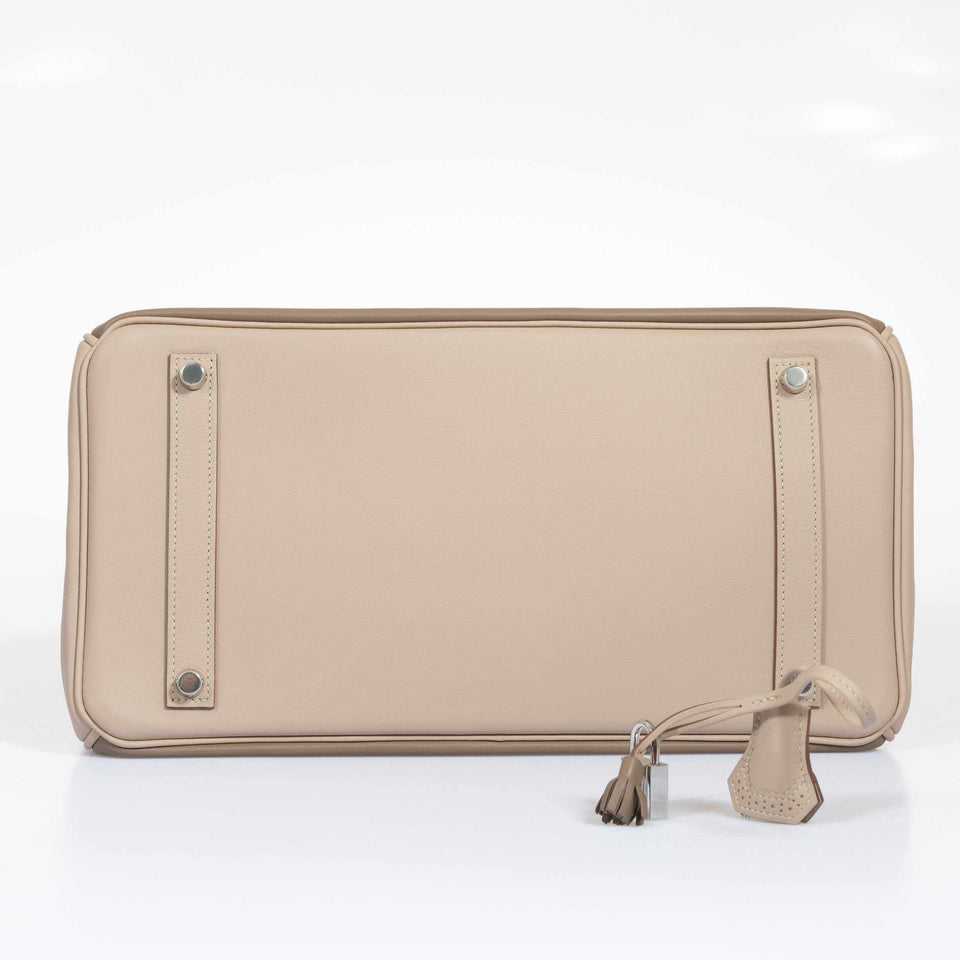 Hermes Birkin 35 Ghillies Argile Etoupe Swift Palladium Hardware
