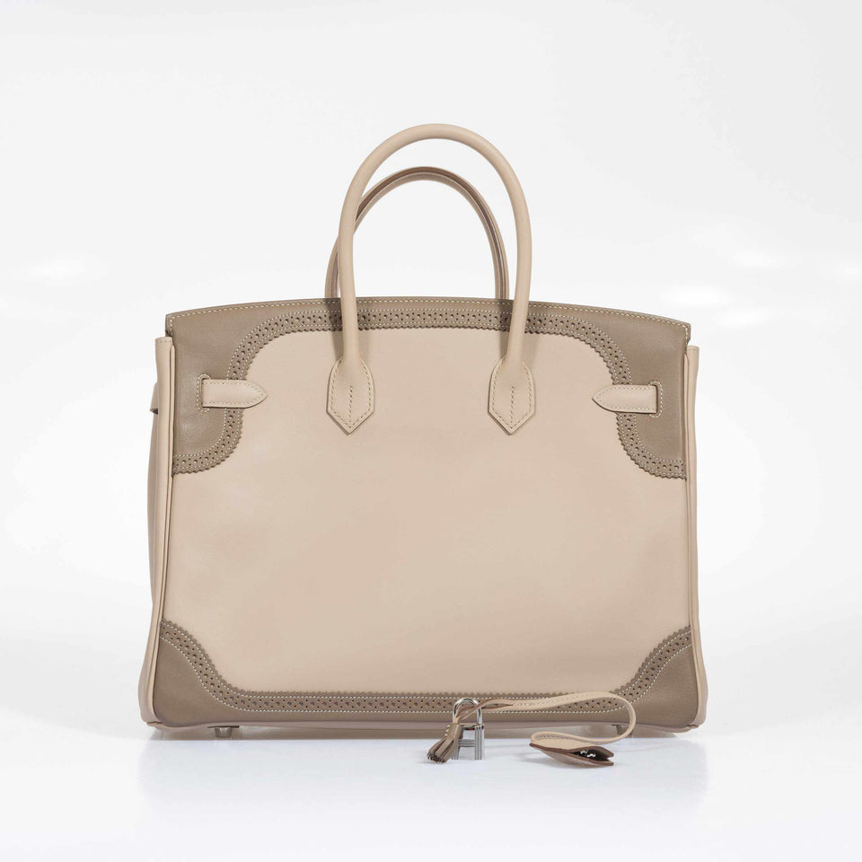 Hermes Birkin 35 Ghillies Argile Etoupe Swift Palladium Hardware