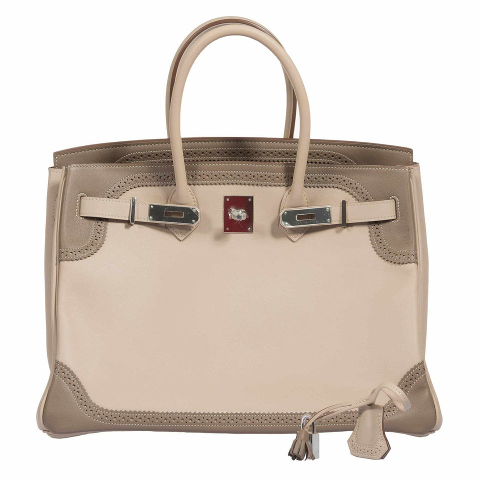 Hermes Birkin 35 Ghillies Argile Etoupe Swift Palladium Hardware