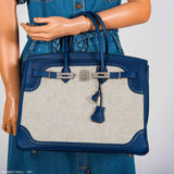 Hermes Birkin 35 Ghillies Bleu Saphir Swift And Toile Palladium Hardware
