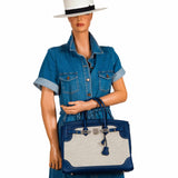 Hermes Birkin 35 Ghillies Bleu Saphir Swift And Toile Palladium Hardware