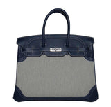 HermesBirkin Ghillies 35 Bag Blue Toile