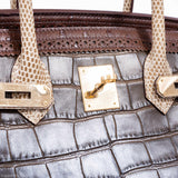Hermes Birkin 35 Ghillies Grand Marriage Tri-Exotic Permabrass Hardware